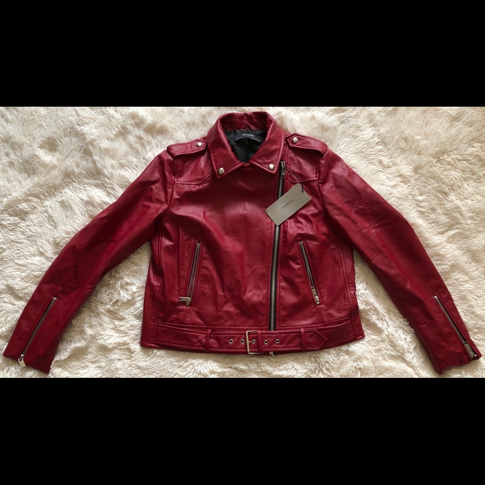 Red Faux Leather Jacket (Zara)